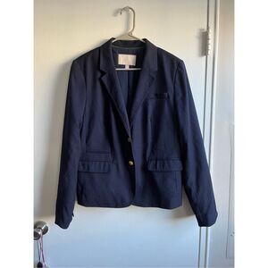 Banana Republic Womens 12 Navy Blazer with Gold Buttons Pockets NEW